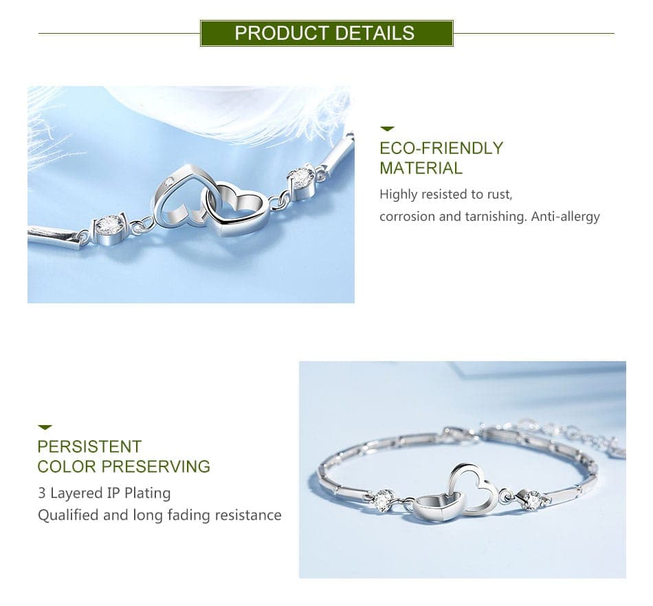 Sparkling Heart Connection Bracelet