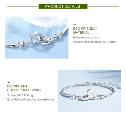Sparkling Heart Connection Bracelet