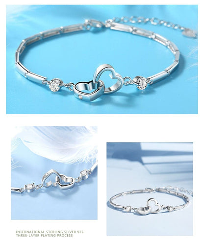 Sparkling Heart Connection Bracelet